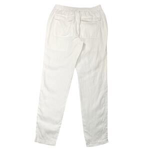 VINCE Womens Small Mid Rise Drawstring Straight Leg White Linen Pants